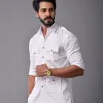 Comfy White Hunting Style Shirt | Premium Men's Sportswear | Classic Outdoor Design | Comfortable Cotton Fabric | Size 36-44